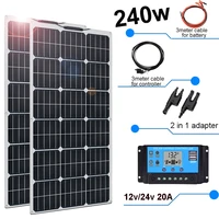 solar panel 12v 200w 240w solar charger controller 20a kit home energy system 1000w for battery car rv boat camper caravan