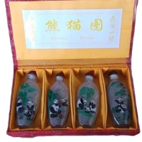 4pcs chinese glass snuff bottle inside hand painting panda nr