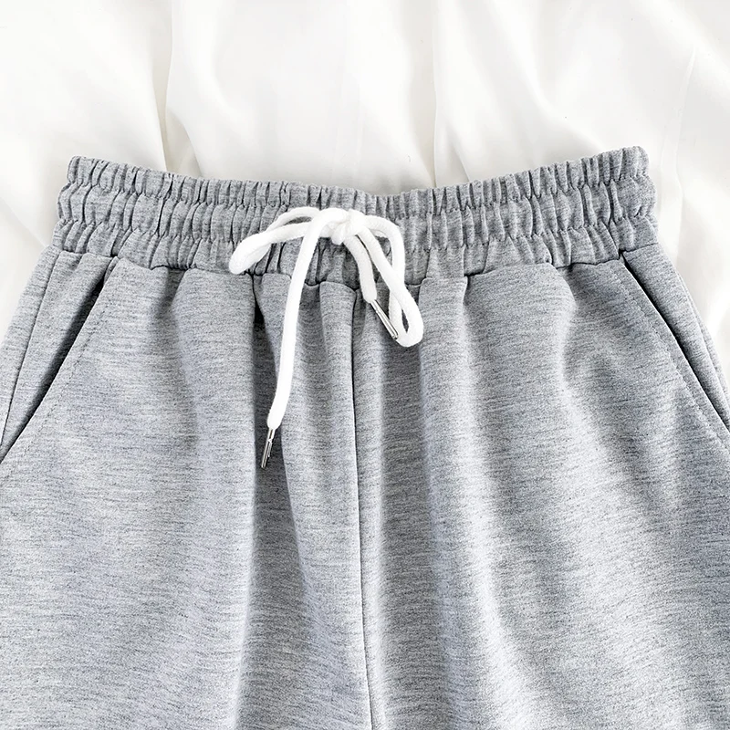 

Drawstring elastic high waist loose casual straight-leg pants