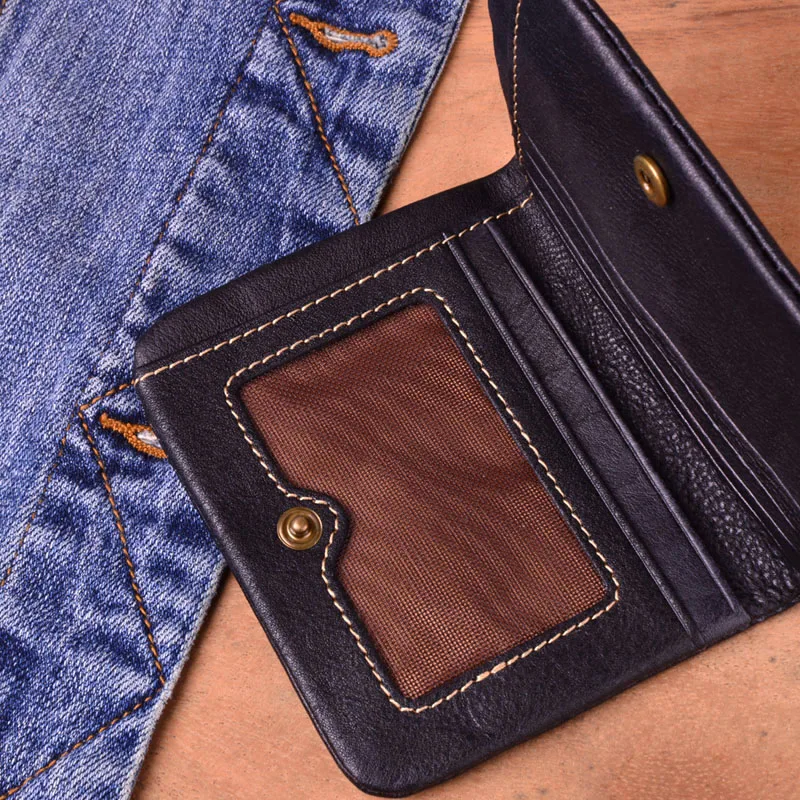 Кошелек AETOO из натуральной кожи ручной работы винтажный для монет мужской и
