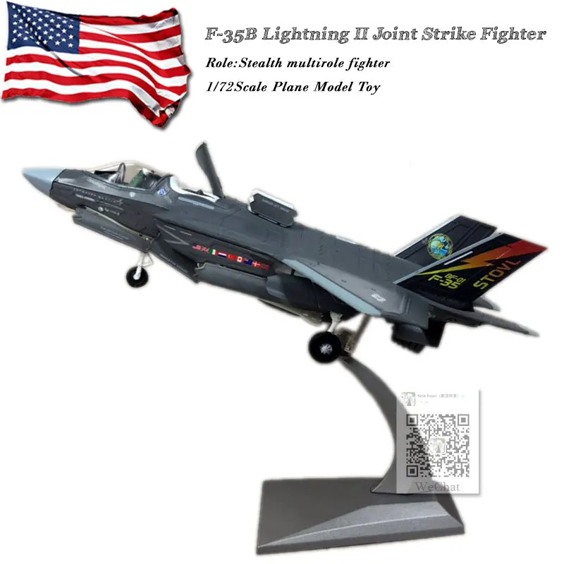 

WLTK 1/72 Scale F-35B Lightning II Joint Strike Stealth Multirole Fighter BF-01 STOVL Diecast Metal Plane Model Toy for Gift