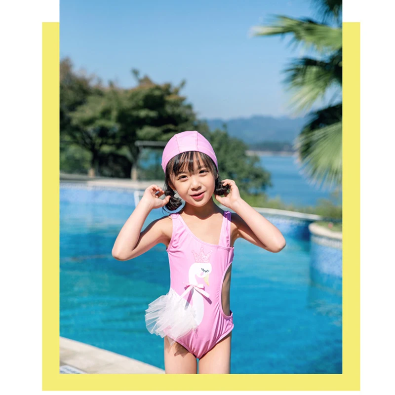 Купальник для маленьких девочек розовый купальный костюм принцессы цельный с