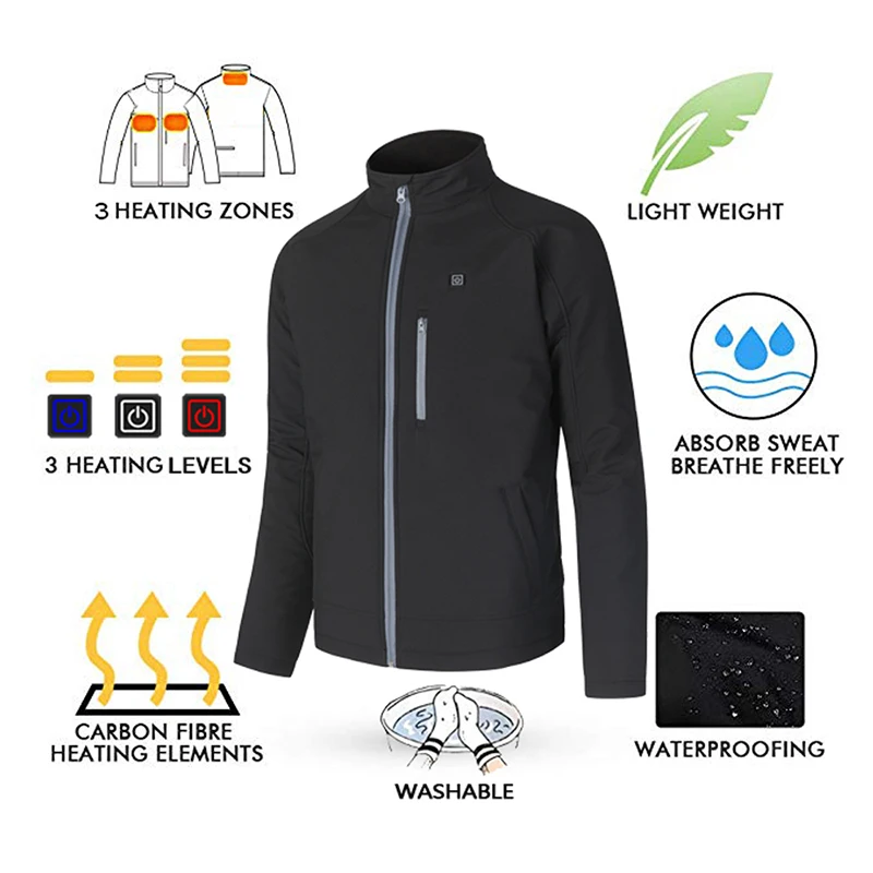 Куртки с электроподогревом и USB зимние теплые походные куртки подогревом
