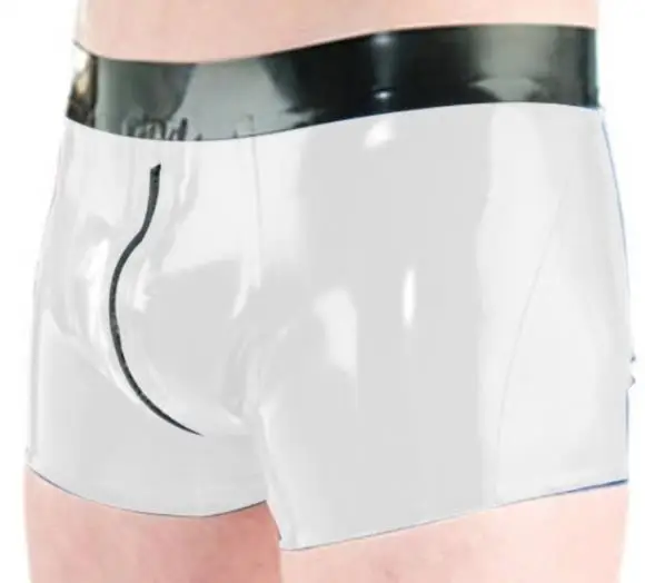 Мужские трусы боксеры из 100% натурального латекса шорты на молнии цветные ручной