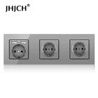 Jhjch 16A настенная розетка стандарта ЕС стеклянная панель с заземлением и защитой от детей