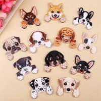 50pcslot embroidery patch cute animal bull dog puppy clothing decoration sewing accessory craft diy iron heat transfer applique