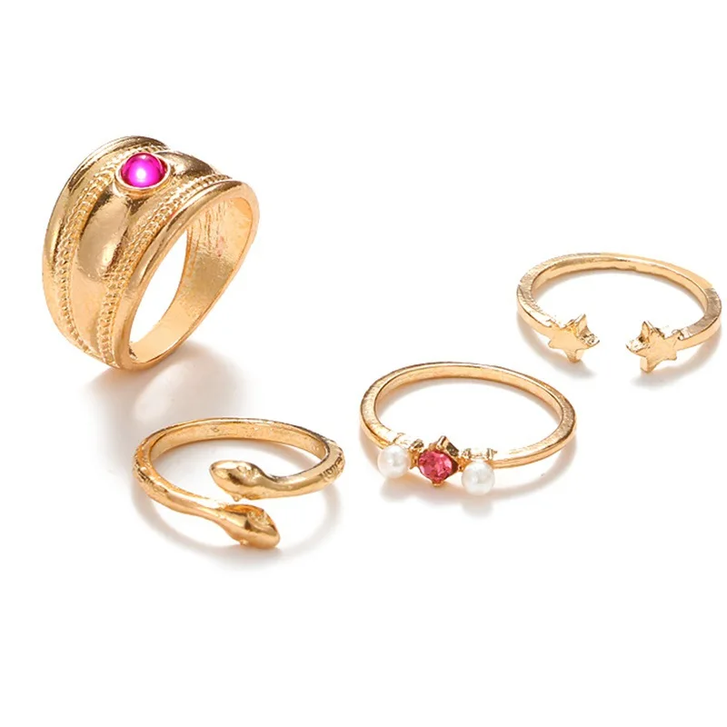 4 шт./компл. модный набор металлических колец в виде змеи соединительное кольцо с