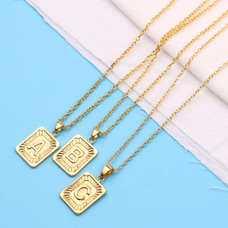 

Geo A-Z Initial Alphabet Letter Pendant Neckalce for Men Women Jewlery Punk Trendy