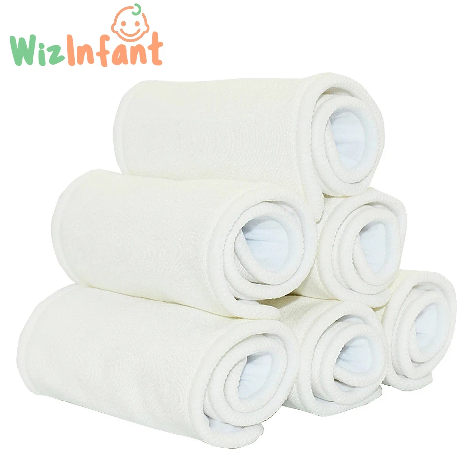 

Wizinfant 5/10 Pcs 4 layers Bamboo Cotton Cloth Diaper Insert Washable Cloth Nappy for Baby Diapers 35*13.5cm Baby diaper insert