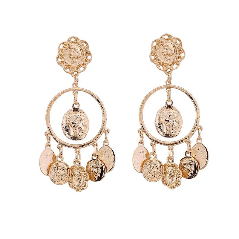 Модные Винтажные металлические серьги-подвески в стиле ретро с монетами и