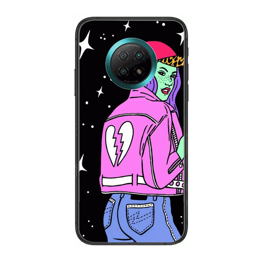 

Space alien cartoon eyes Phone Case For xiaomi Redmi Note 9S 8 7 6 5 A Pro T Anime Black Cover Silicone Back Pretty senior