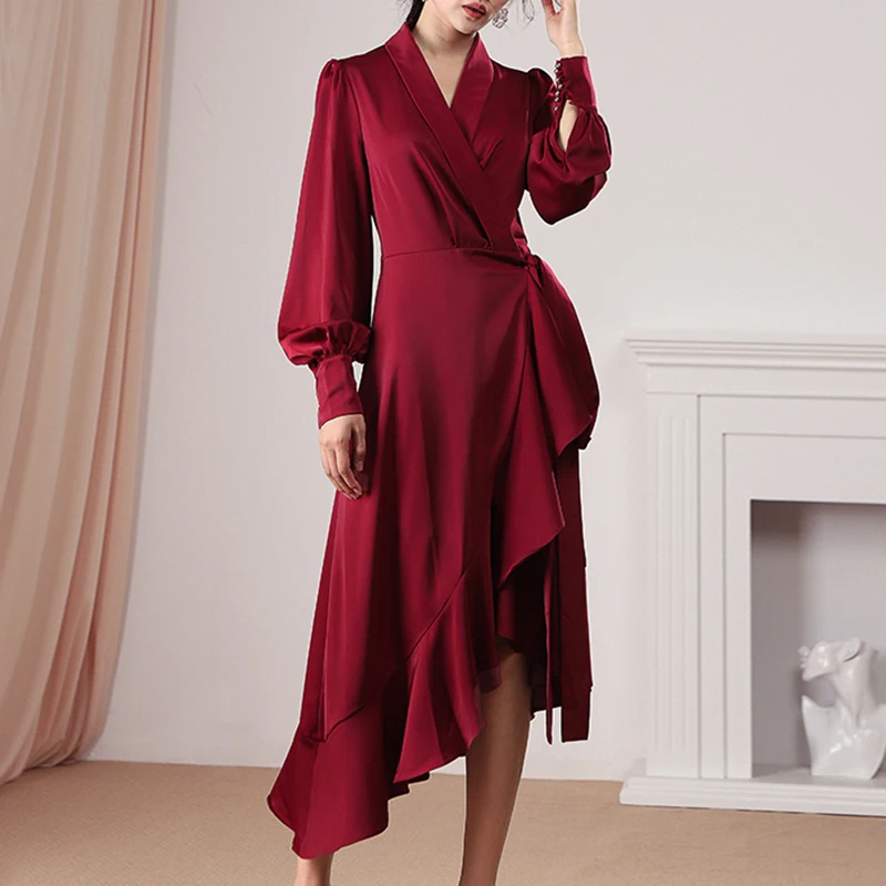 Женское асимметричное платье Max Spri элегантное с v образным вырезом длинным