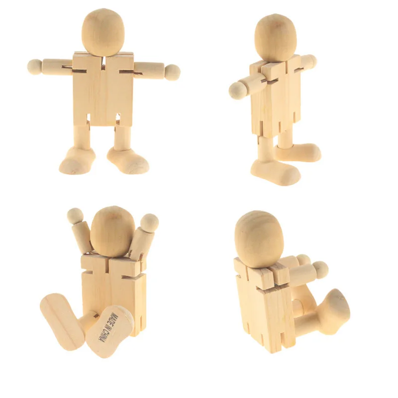 

Doll Limbs Movable Wooden Robot Toys Unpaited Wooden Doll DIY Handmade White Embryo Puppet For Children's Painting