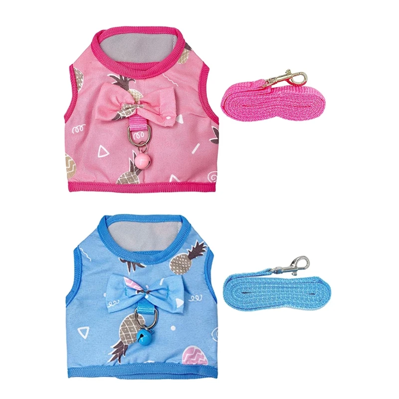 

Жилет кролик с колокольчиком, маленький семейный поводок для домашних животных, милый костюм с защитой от ударов, Размеры S/M/L, розовый/синий,...