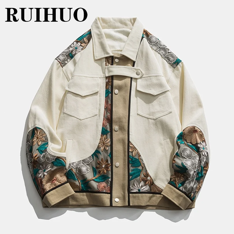 

RUIHUO Embroidered Bomber Jacket Men Coat Korean Style Bomber Jackets For Men Brand Streetwear 5XL 2023 New Arrivals