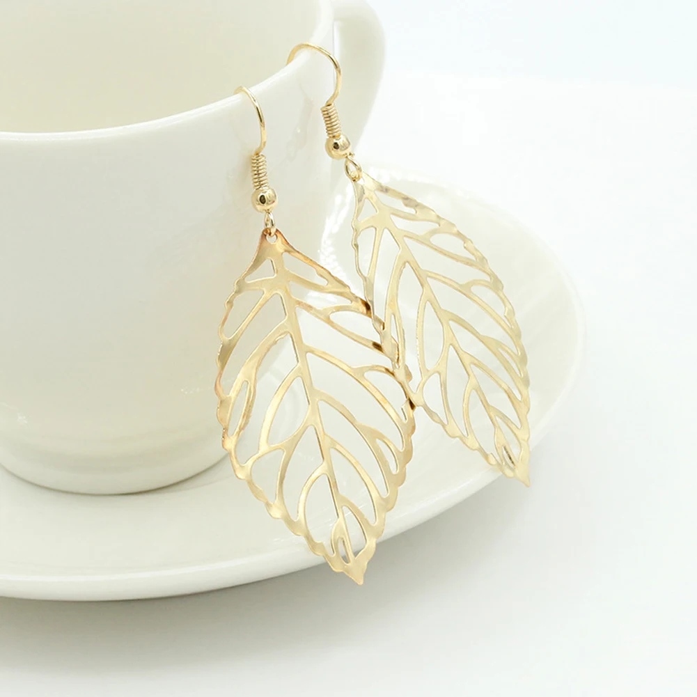 

Brincos Dangle Vintage Bohemia Long Big Gold Hollow Leaf Drop Earrings For Women Wedding Jewelry Gift Accessories Pendientes