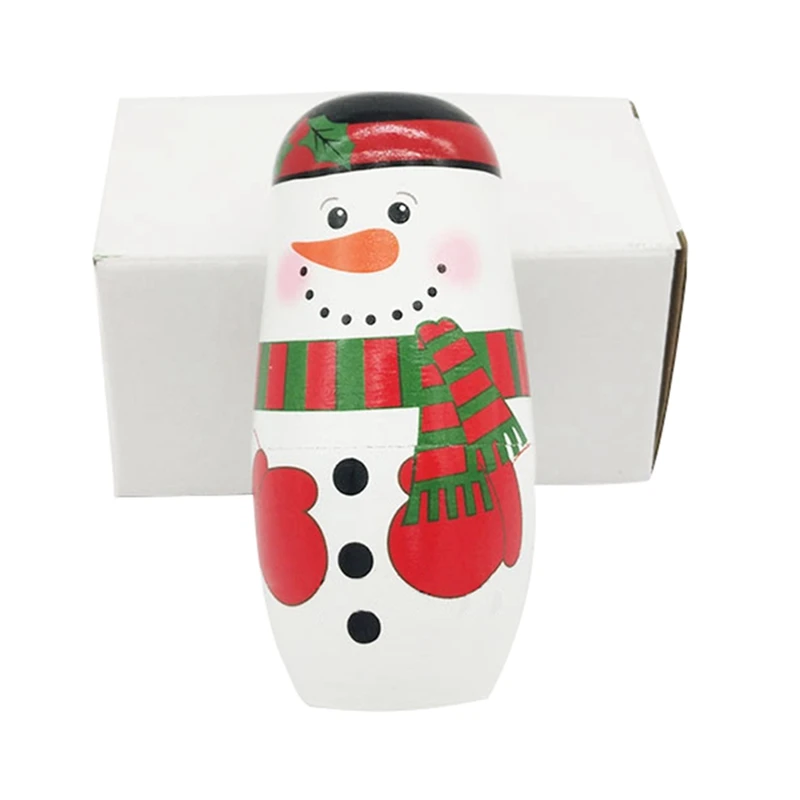 

Wooden Nesting Dolls 5 Layers Novelty Snowman Stacking Nested Handmade Toys for Children Kids Christmas Winter Party Wishing Gif