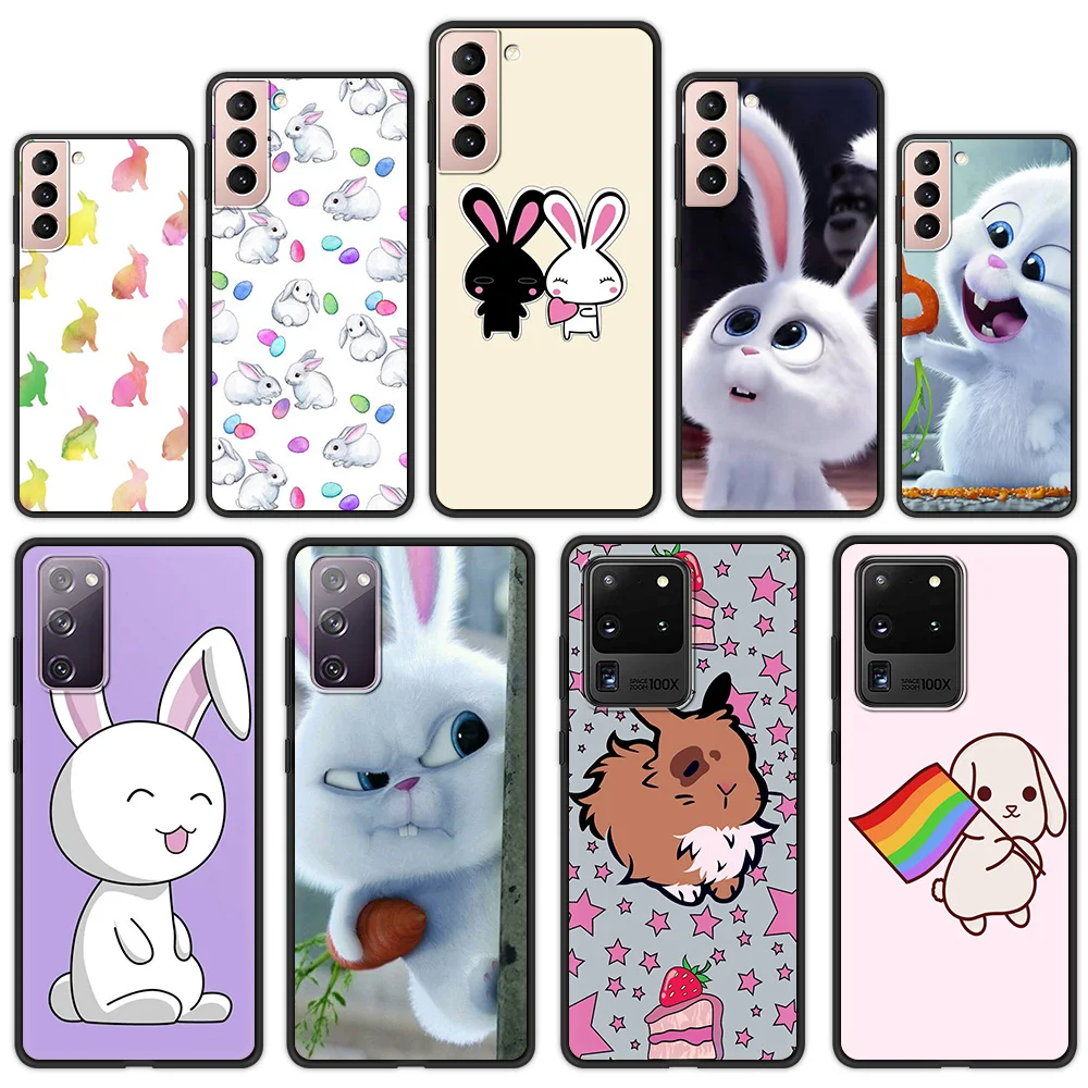 

Funny Cartoon Bunny Cases For Samsung Galaxy S21 Ultra S20 FE S10 S9 Plus S10E S8 Soft Silicone Black Phone Case Cover Shell