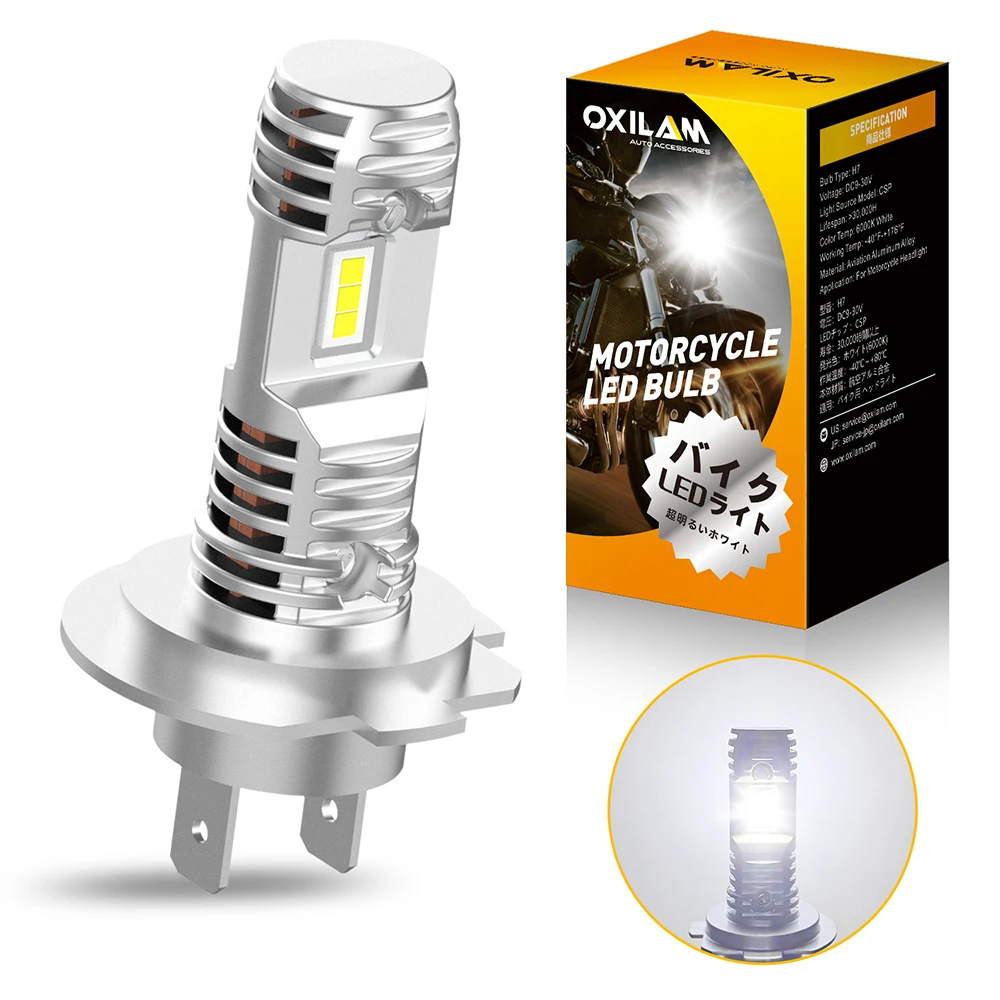 OXILAM H7 Led Light Bulb For Motorbikes Headlight Bulb Super Bright H4 Motorcycle Led Lamp For Yamaha XT 600 MT10 MT 09 07