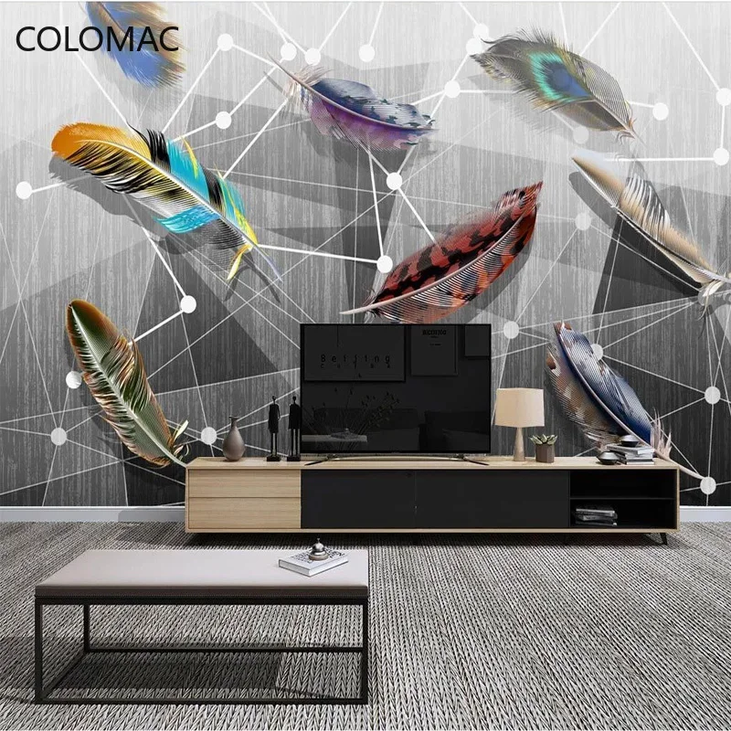 

Colomac Custom Nordic Modern Color Feather Background Wallpaper Light Luxury Fresh Mural Home Decoration Modern Dropshipping