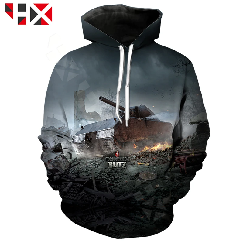 Новинка популярная Толстовка HX с 3D принтом World of Tanks для мужчин и женщин модная в