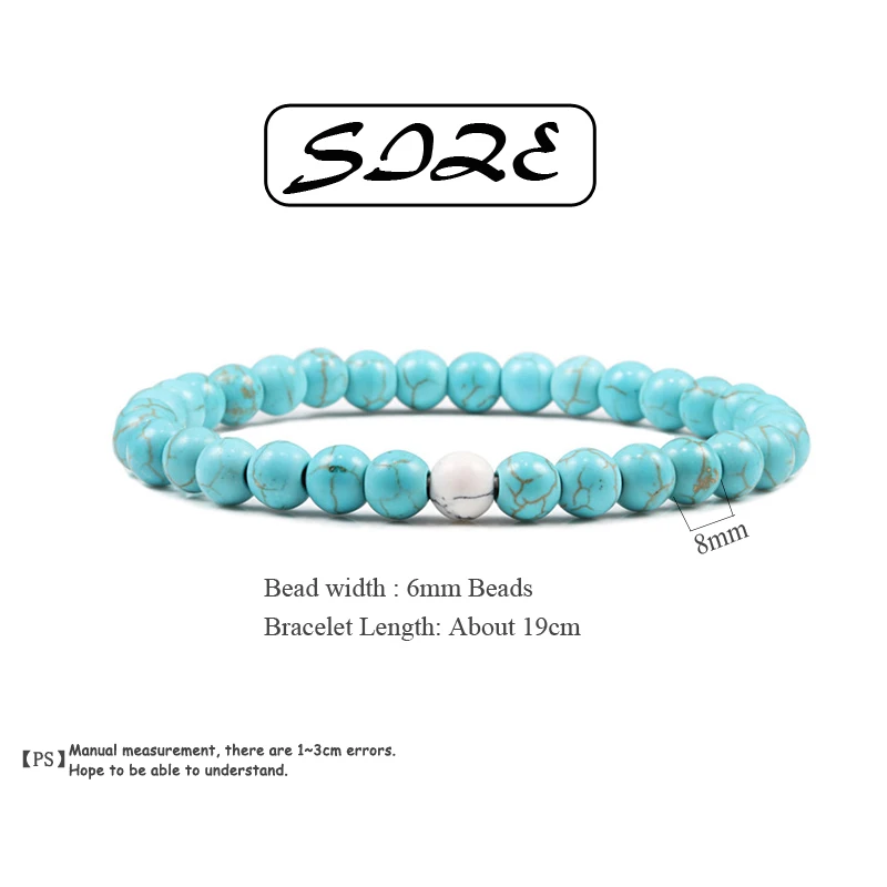 6 мм браслеты с бусинами из натурального камня для мужчин и женщин Шарм