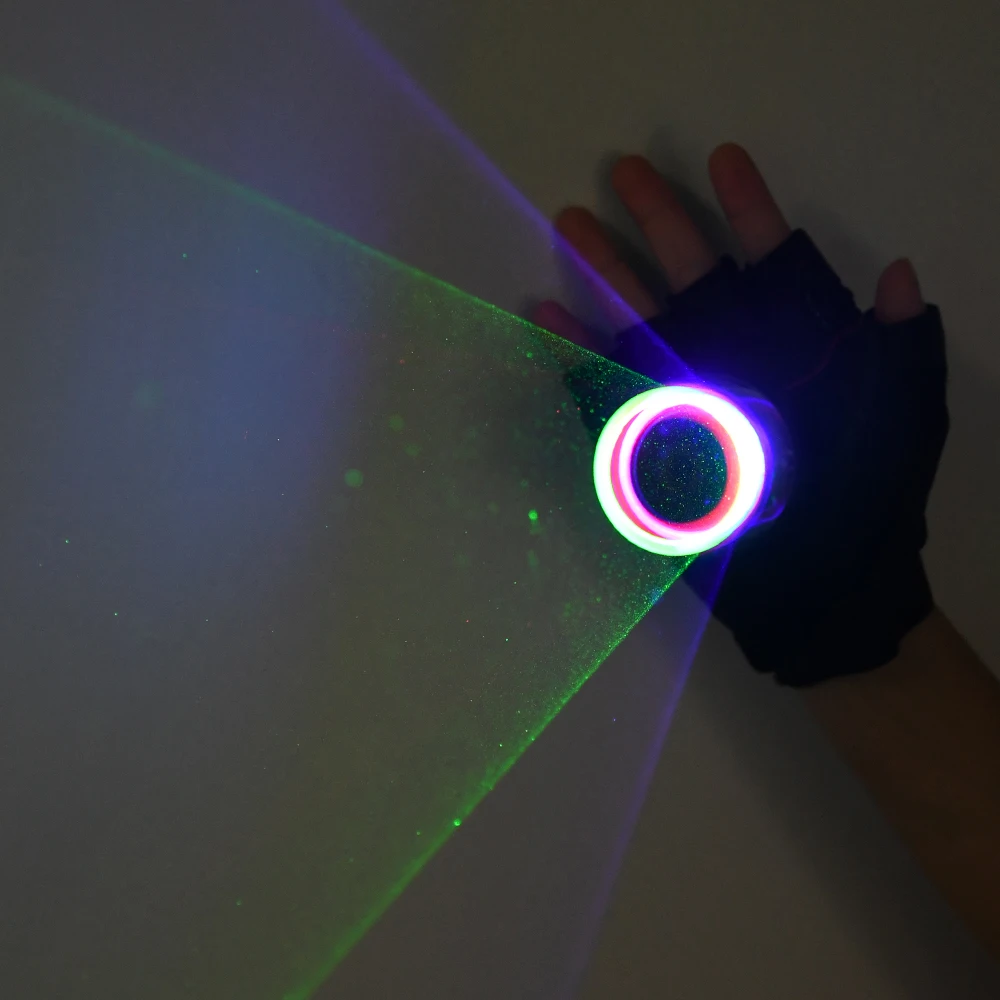 

Fashion Multicolour Laser Gloves DJ Auto Rotating Laser Glove Laser righg and left hand light US / EU plug for Dance Party Club