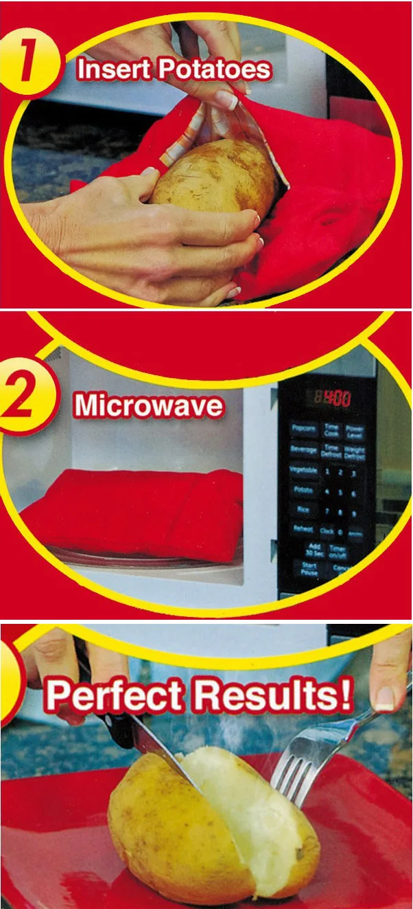 Красная моющаяся сумка для микроволновки хлеба картофельных Корн кухонного