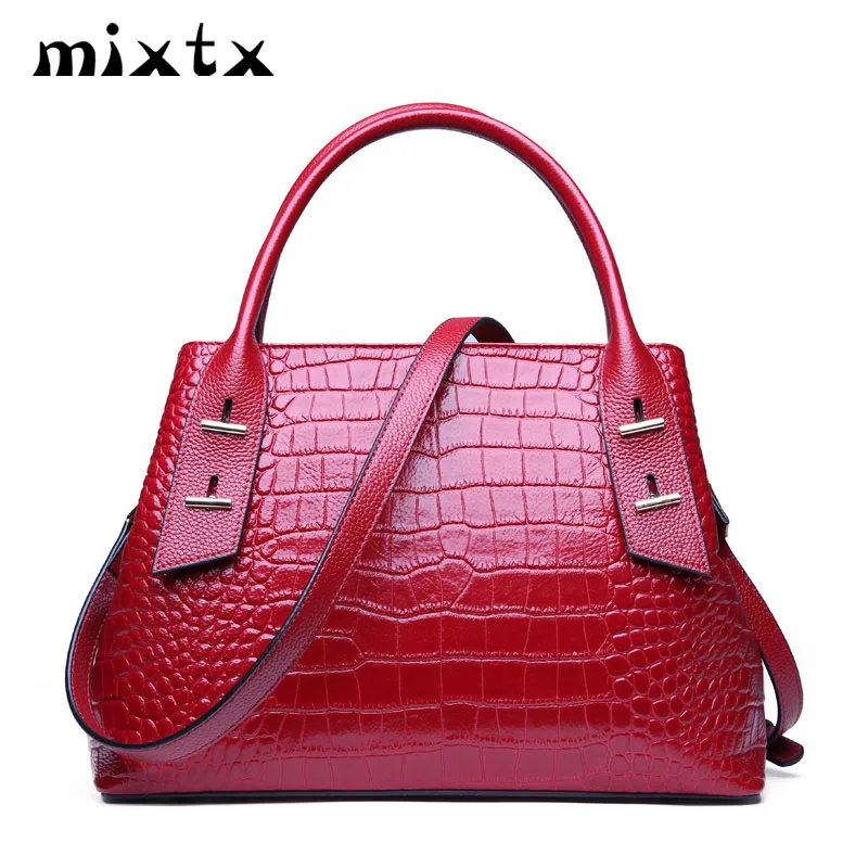 Mixtx 2021 Женская сумочка из воловьей кожи Крокодиловая текстура модная