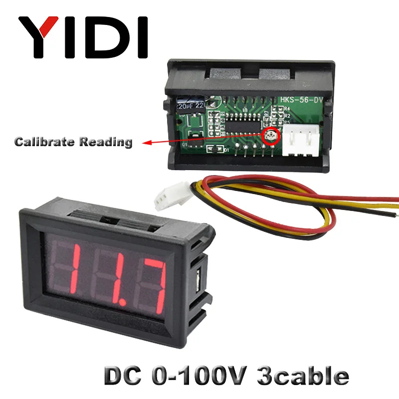 DC 0-100V AC 30-500V AC 0-600V 0,56 ''Цифровой вольтметр калибровка чтения DC 3,5-30 V DC 0-100V красный зеленый синий отображение напряжения на светодиодном дисплее - Цвет: DC 0-100V
