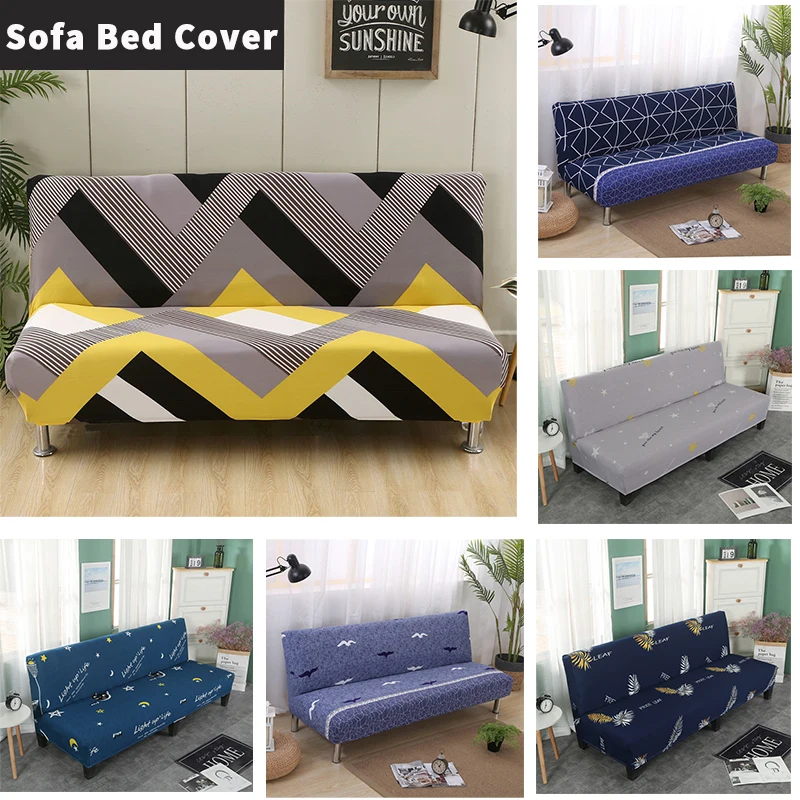 

Prints Elastic Armless Sofa Bed Cover Folding Seat Slipcovers Removable Dust-proof Couch Covers Sofa Covers for Living Room