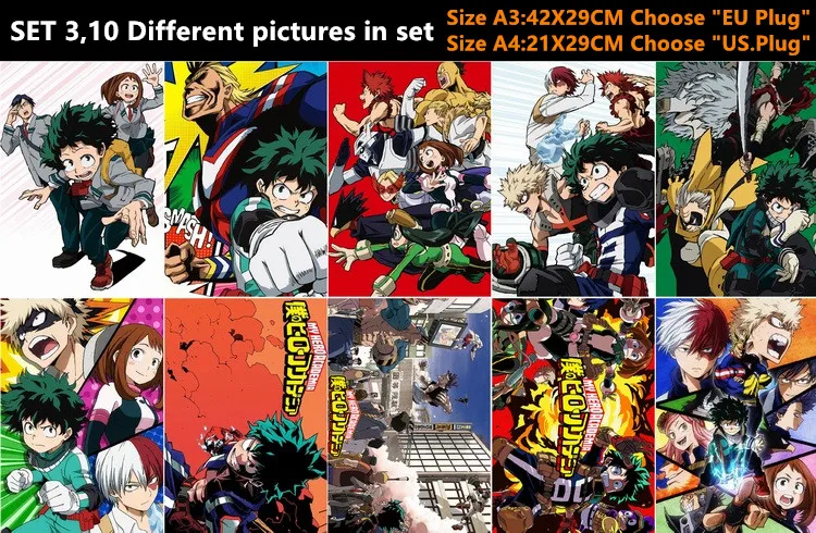 10 шт./лот аниме боку no Hero Академия постеры наклейки игрушки Izuku Katsuki Shouto All May My