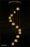 hotel stairway 1 5m extra long light fishing hanging suspension light cube glass g4 led chandelier fixture spiral crystal light