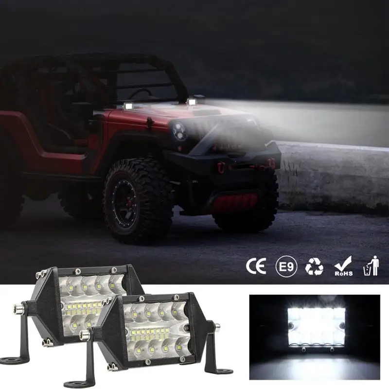 

2pcs5inch 6000k 60w LED Work Light Bar Car Driving lamp Bar Waterproof Off Road Front Bumper Spotlight for Car Motorcycle