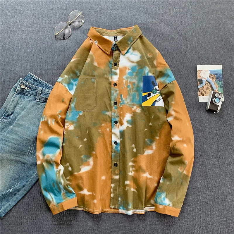 Printed Hawaiian Relaxed Version Beach Shirt for Men 2021 Summer Long Sleeve  Shirts Mens Holiday Vacation Clothing Chemise