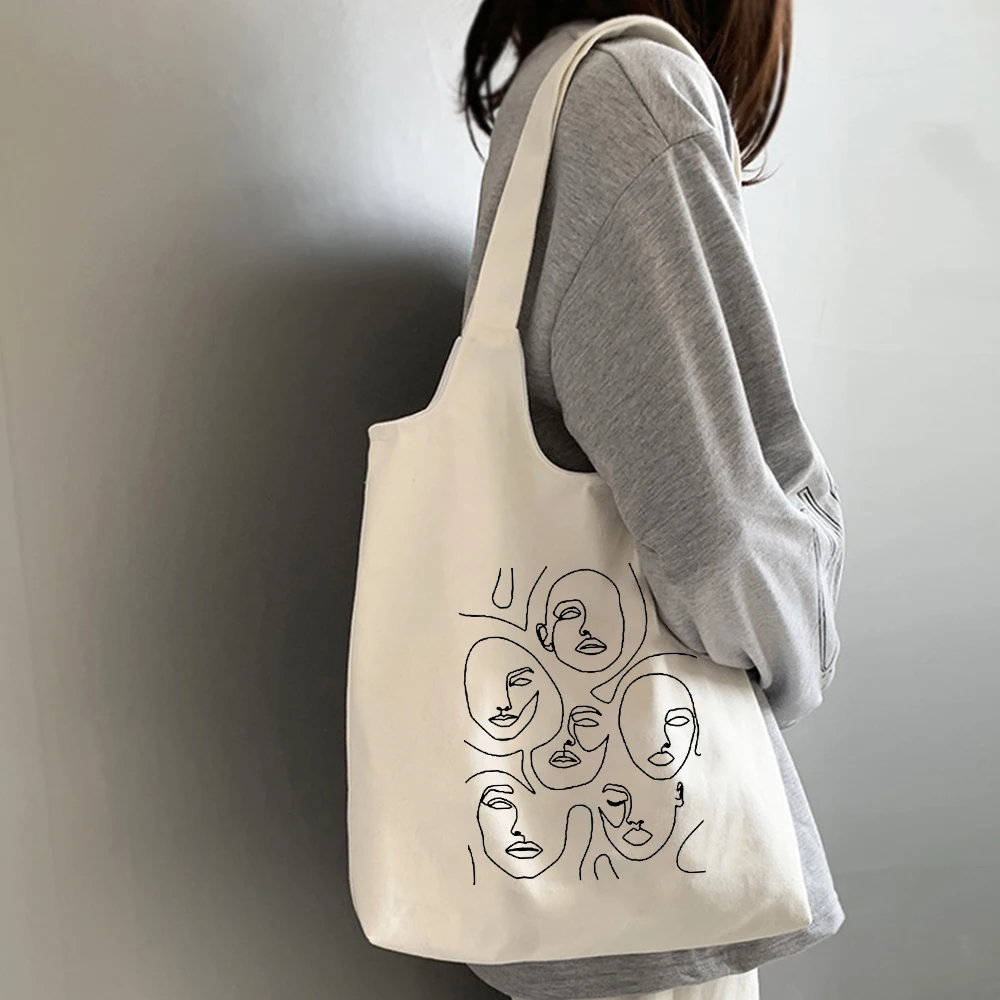 

Harajuku Korean Casual Canvas Bag Female Shopping Bags Large Capacity Cool Shoulder Bag Ladies Eco Ulzzang Book Bags Beach Bag
