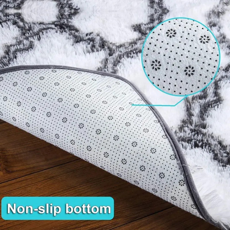 Fluffy Fur Tie Dye Carpets For Bedroom Decor Modernas Home Floor Large Hand Washable Nordica Living Room Soft White Shaggy Rug | Дом и сад