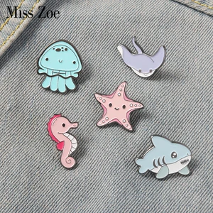 Baby Shark Enamel Pins Sea Ocean Animal Brooches Cute Kawaii Cartoon Bag Hat Lapel Pin Badge Gift fo