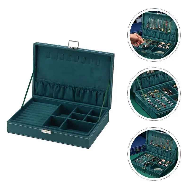 

1pc Jewelry Case Large Capacity Earrings Box Safety Lock Jewelry Display Box