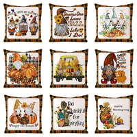 pumpkin elf printed thanksgiving decor pillow cover soft polyester 1818in cushion cover living room decoration throw pillowcase