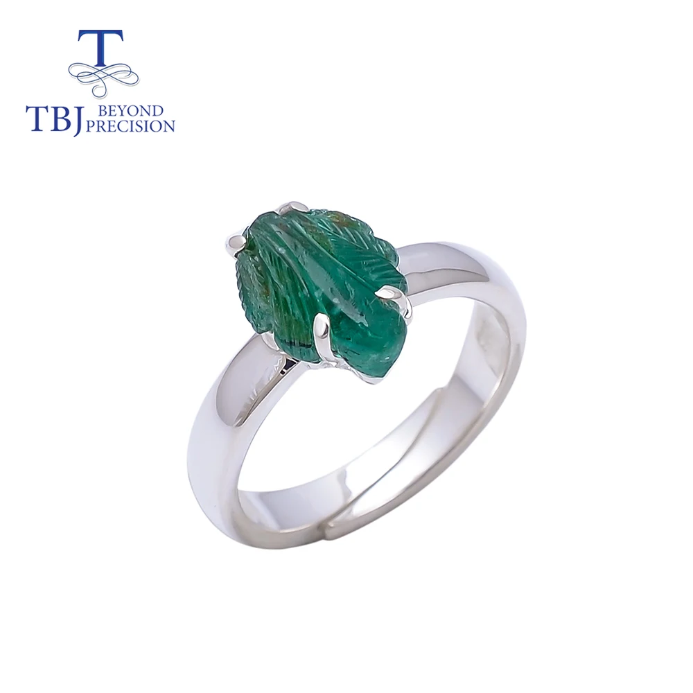 Женское кольцо ручной работы TBJ украшение с натуральным Изумрудом и гравировкой