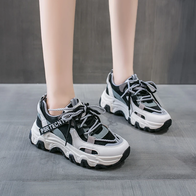 

2020 New Fashion Chunky Sneakers Women Shoes Designer Beige Black Dad Sneakers Platform Comfort Casual Shoes Woman basket femme