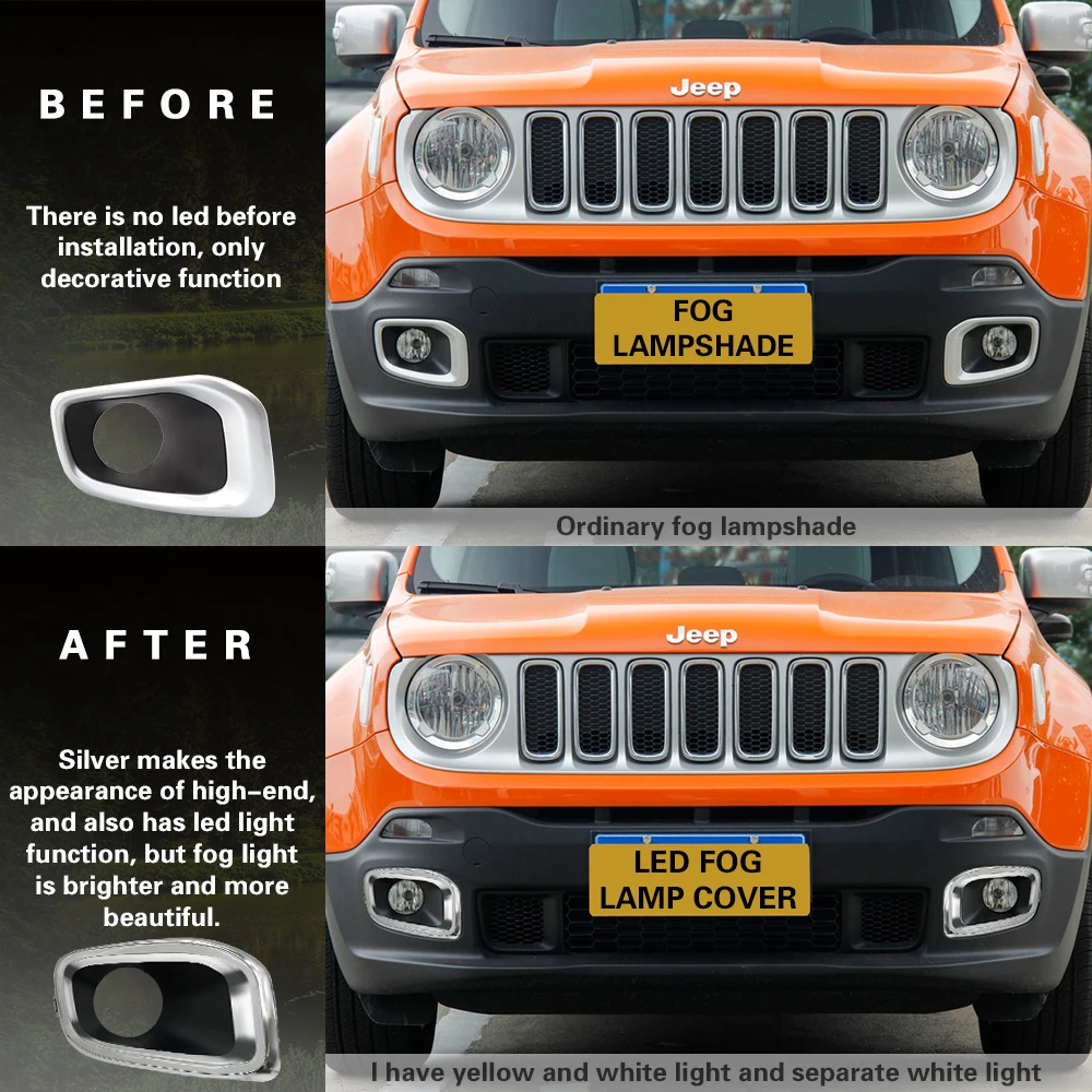 

Хромированная крышка переднего бампера указателя поворота и направления света со светодиодсветильник кой для Jeep Renegade 2015-2018