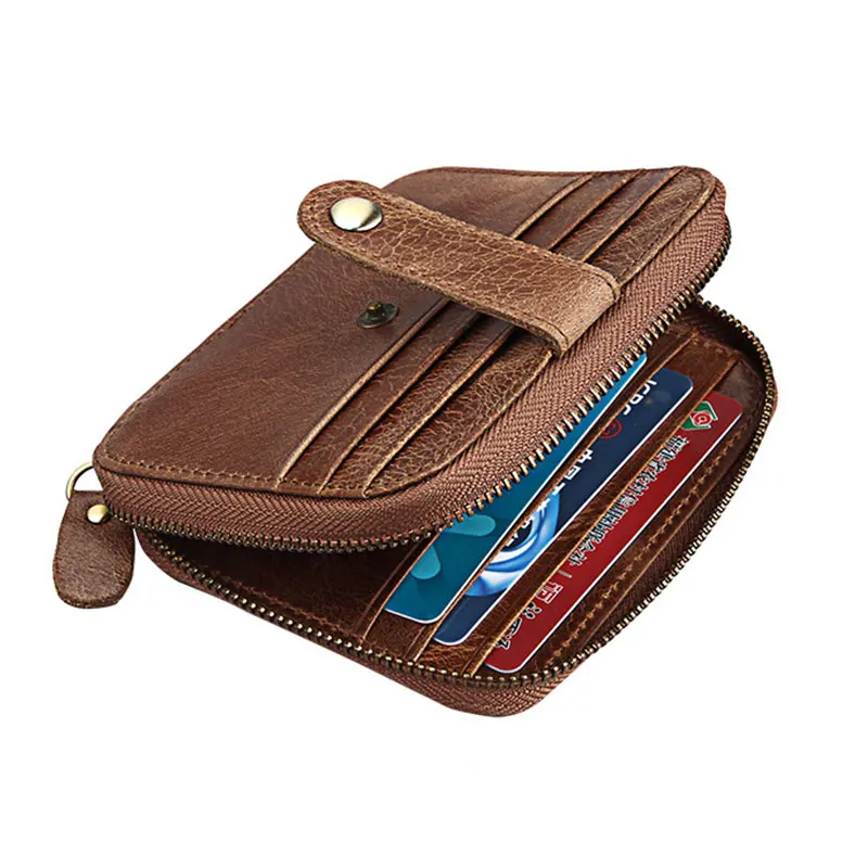 Кошелек для монет мужской из натуральной кожи держатель карт на молнии|Мужские