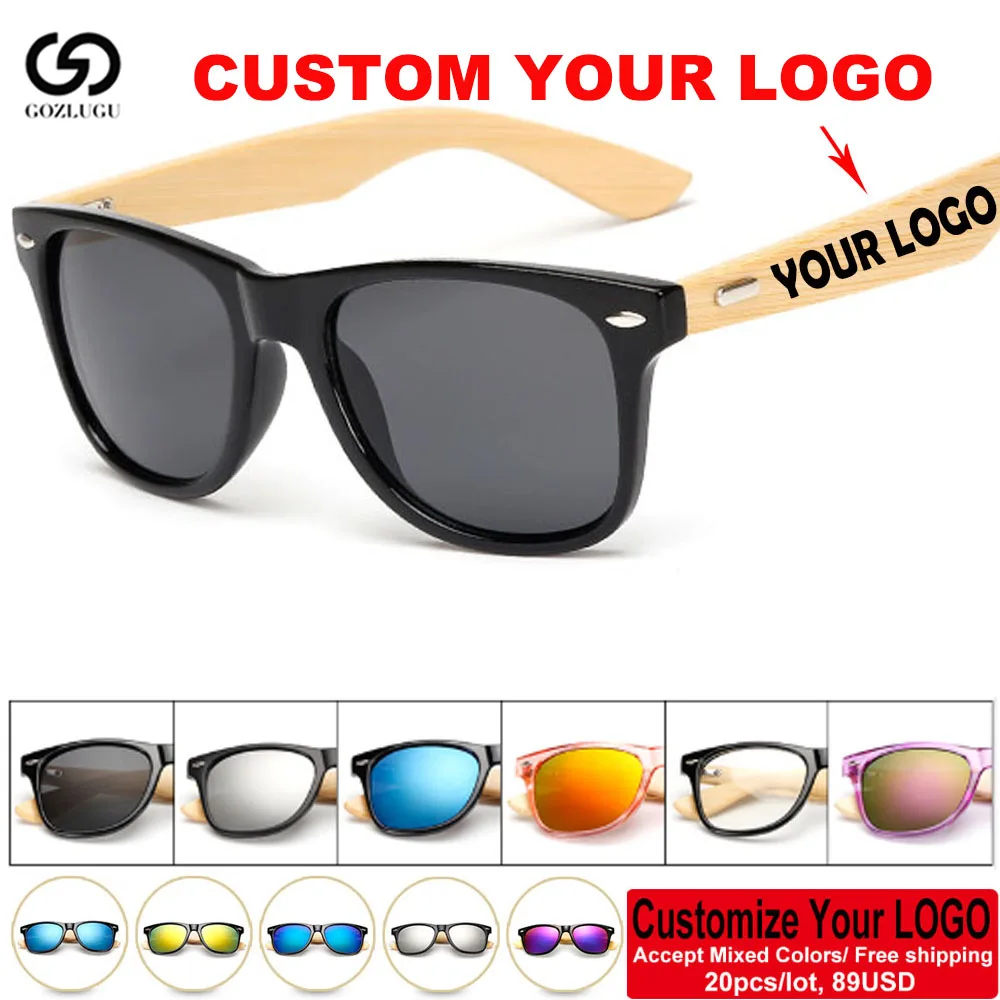 Мужские и женские бамбуковые солнцезащитные очки 20 шт./компл. с логотипом на