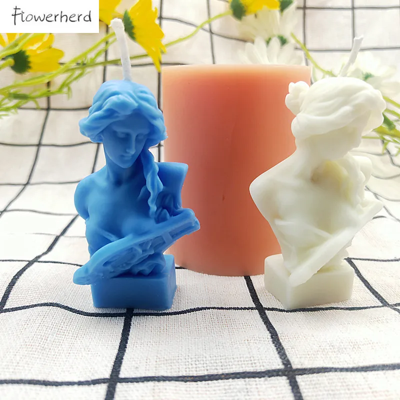 DIY Candle Silicone Mold Mythical Character Piano girl Silicone Candle Mold Aromatherapy DIY Candle Molds for Candle Making