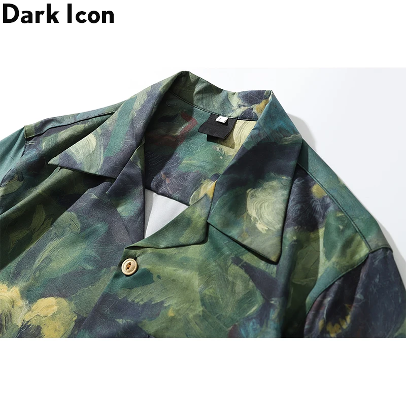 Dark Icon Hand Paint Full Printed Hawaiian Shirts Men 2020 Summer Street Men's Shirt