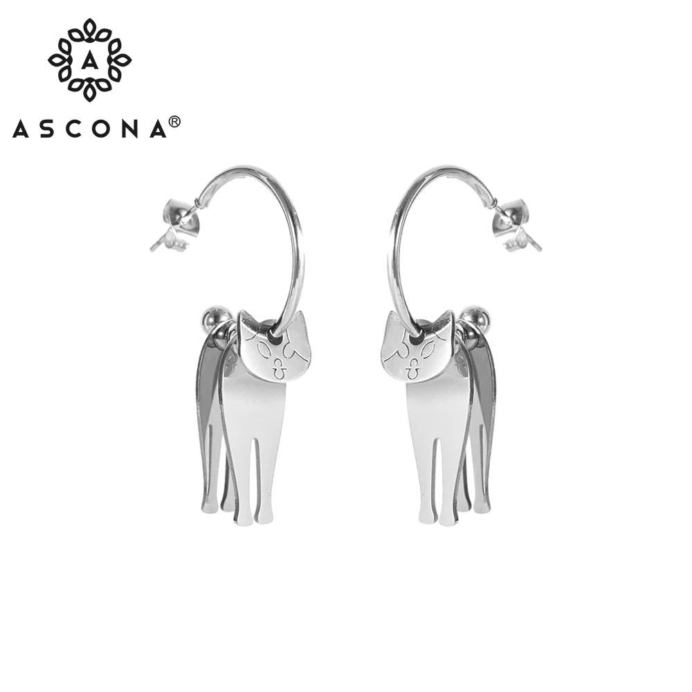 

ASCONA Geometric Tooth Pendant Style Earrings Fashion Men's and Women's Earrings Goth Style Hip Hop Stainless Steel Earrings