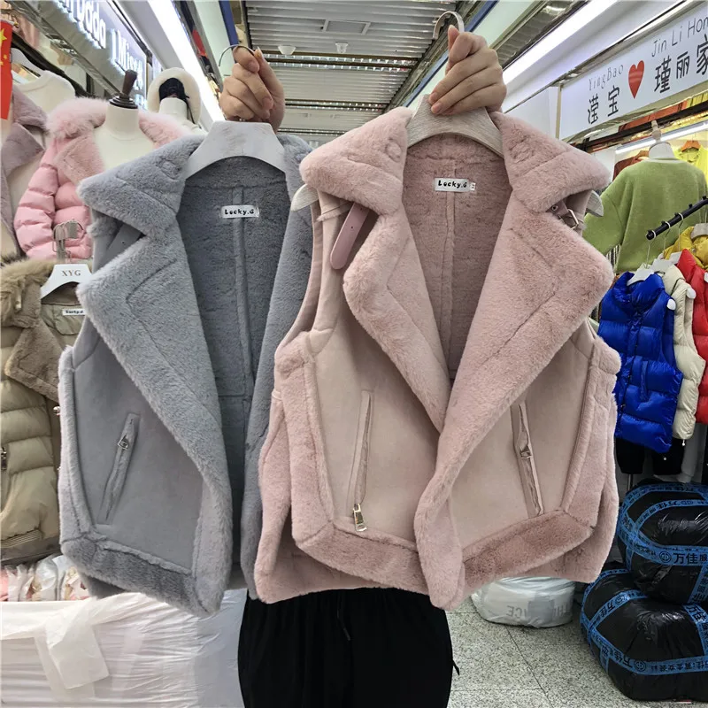 Жилет женский Байкерский из искусственного меха замшевый жилет на флисовой