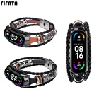 Винтажный смарт-браслет FIFATA для Xiaomi Mi Band 6, металлический + кожаный ремешок сделай сам с плетением для Mi 5 6, спортивный браслет в стиле ретро